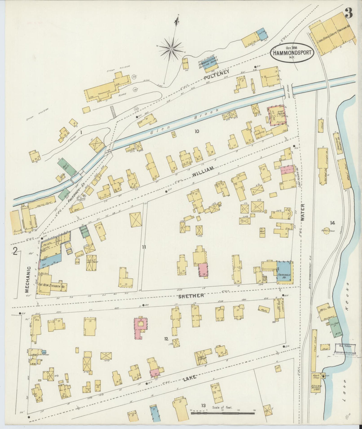 Sanborn Fire Insurance Map from Hammondsport, Steuben County, New York (1898), Sheet #0003 - Complete Map Set gallery image, historic Sanborn map, vintage wall art, New York New York