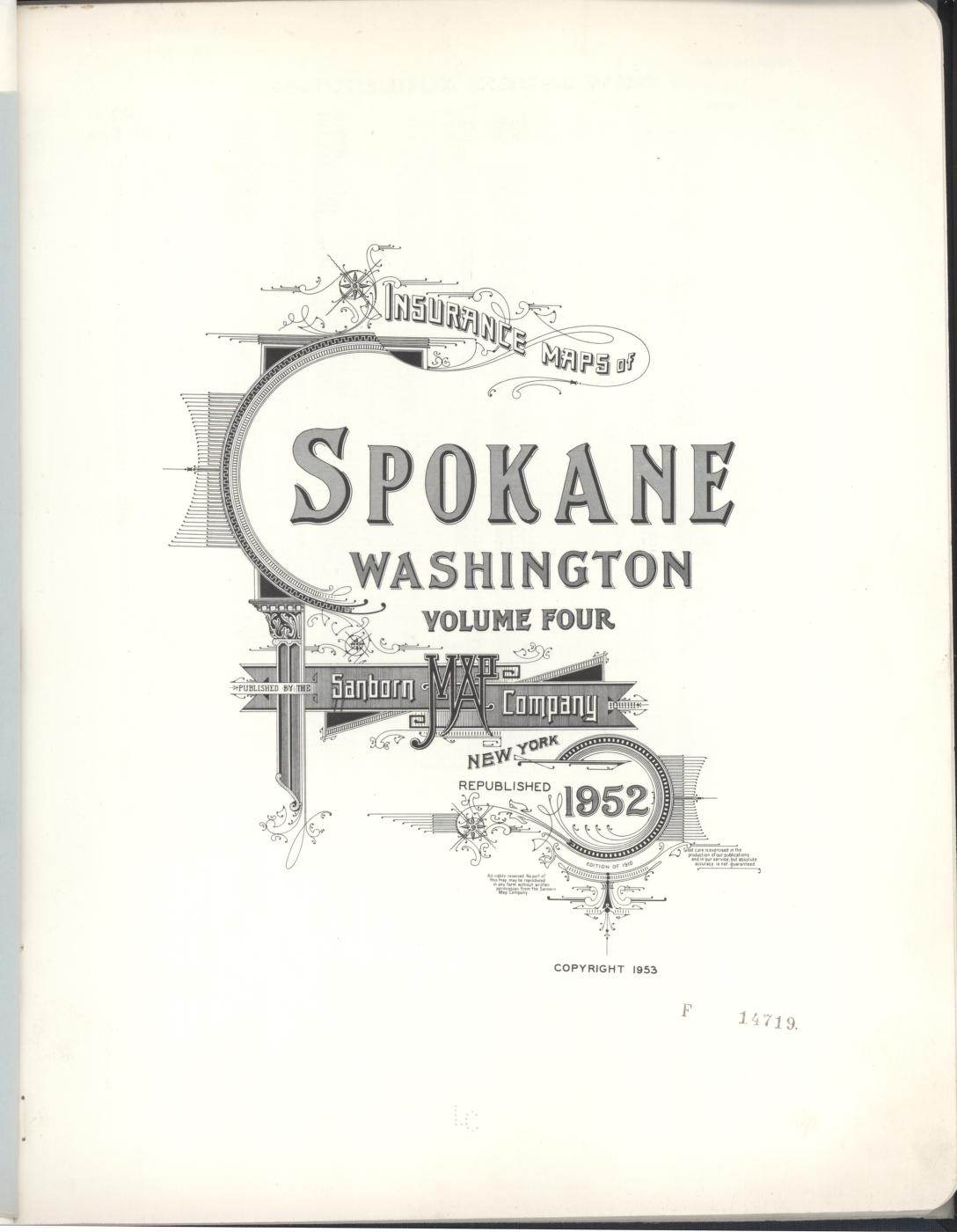 Sanborn Fire Insurance Map from Spokane, Spokane County, Washington (1952), Sheet #0001 - Complete Map Set gallery image, historic Sanborn map, vintage wall art, Washington Washington