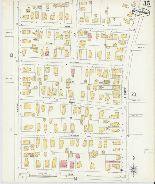 Sanborn Fire Insurance Map from Gloversville, Fulton County, New York (1902), Sheet #0015 - Historic Sanborn Fire Insurance Map Print, vintage old map wall art, antique decor, genealogy gift, New York New York map