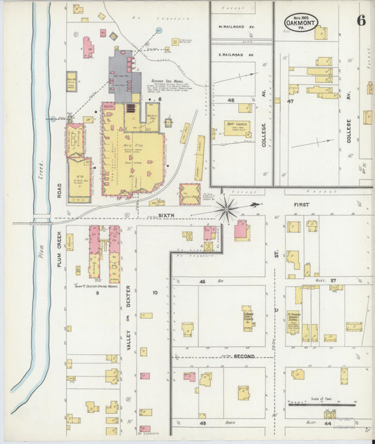 Sanborn Fire Insurance Map from Oakmont, Allegheny County, Pennsylvania (1905), Sheet #0006 - Historic Sanborn Fire Insurance Map Print, vintage old map wall art, antique decor, genealogy gift, Pennsylvania Pennsylvania map