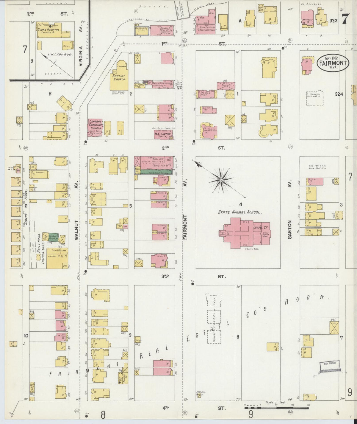 Sanborn Fire Insurance Map from Fairmont, Marion County, West Virginia (1902), Sheet #0007 - Complete Map Set gallery image, historic Sanborn map, vintage wall art, West Virginia West Virginia