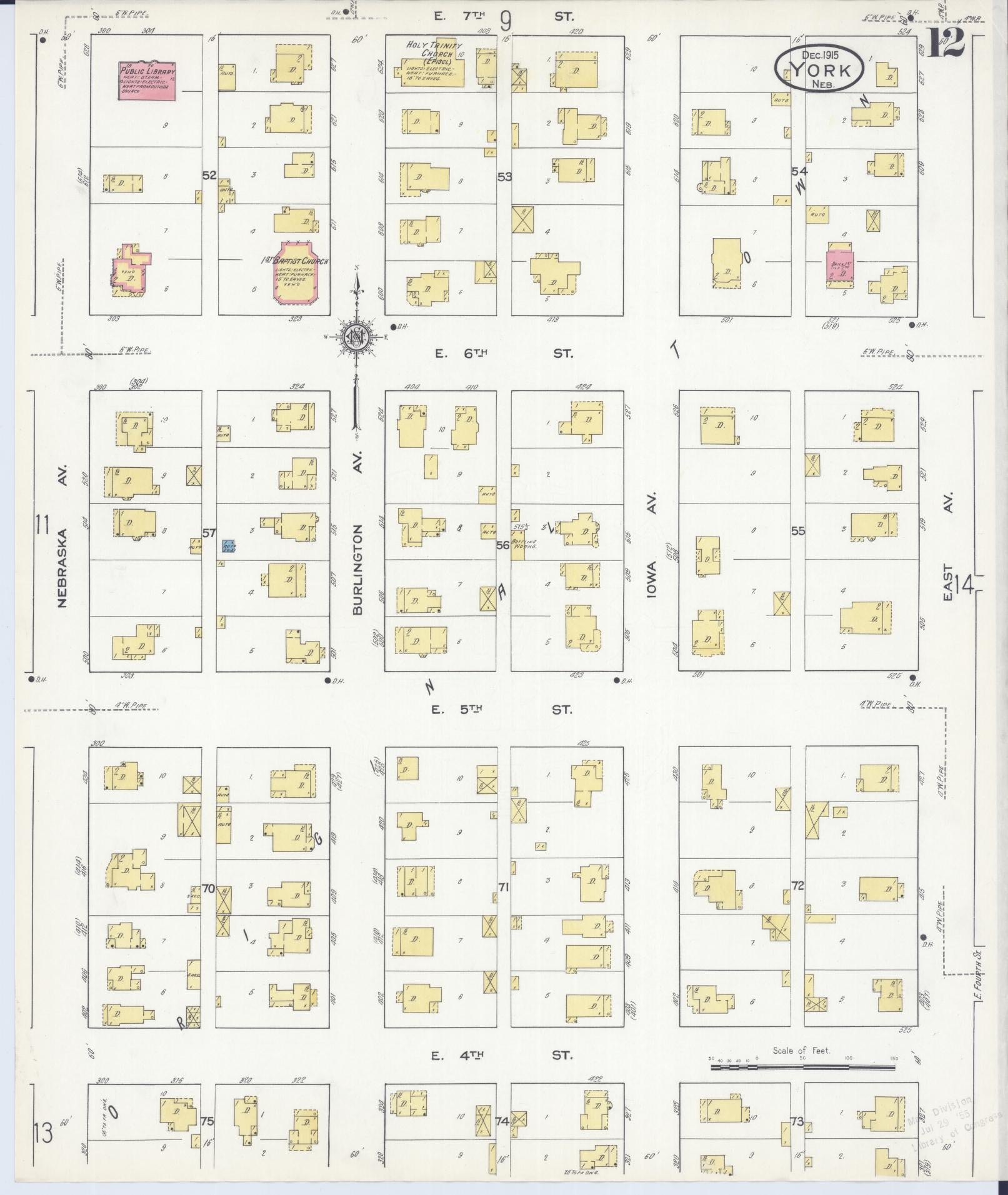 Sanborn Fire Insurance Map from York, York County, Nebraska (1915), Sheet #0012 - Complete Map Set gallery image, historic Sanborn map, vintage wall art, Nebraska Nebraska