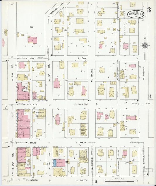 Sanborn Fire Insurance Map from Greenville, Bond County, Illinois (1912), Sheet #0003 - Historic Sanborn Fire Insurance Map Print, vintage old map wall art, antique decor, genealogy gift, Illinois Illinois map