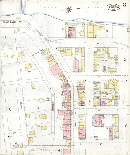 Sanborn Fire Insurance Map from Lewiston, Nez Perce County, Idaho (1904), Sheet #0003 - Complete Map Set gallery image, historic Sanborn map, vintage wall art, Idaho Idaho