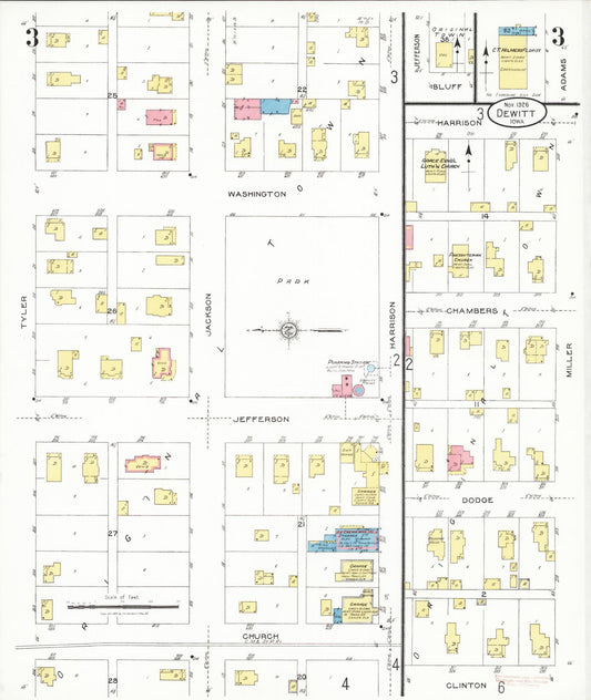 Sanborn Fire Insurance Map from De Witt, Clinton County, Iowa (1926), Sheet #0003 - Historic Sanborn Fire Insurance Map Print, vintage old map wall art