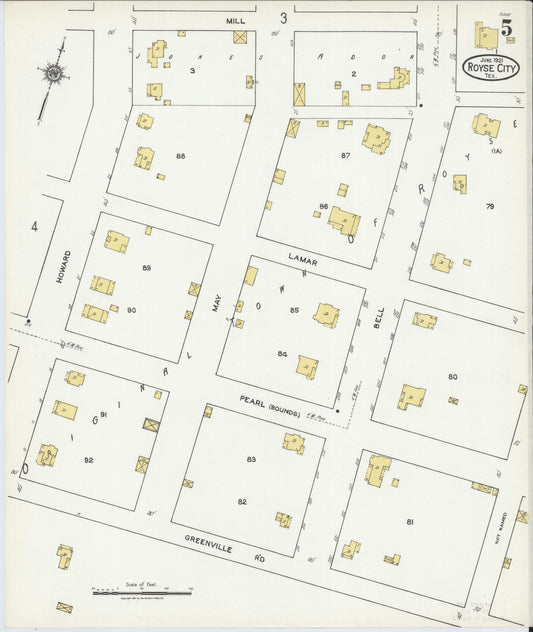 Sanborn Fire Insurance Map from Royse City, Rockwell County, Texas (1921), Sheet #0005 - Historic Sanborn Fire Insurance Map Print, vintage old map wall art, antique decor, genealogy gift, Texas Texas map