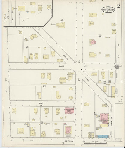 Sanborn Fire Insurance Map from Winter Haven, Polk County, Florida (1914), Sheet #0002 - Complete Map Set gallery image, historic Sanborn map, vintage wall art, Florida Florida