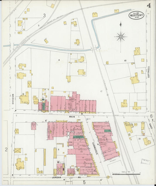 Sanborn Fire Insurance Map from West Point, Clay County, Mississippi (1898), Sheet #0004 - Historic Sanborn Fire Insurance Map Print, vintage old map wall art, antique decor, genealogy gift, Mississippi Mississippi map