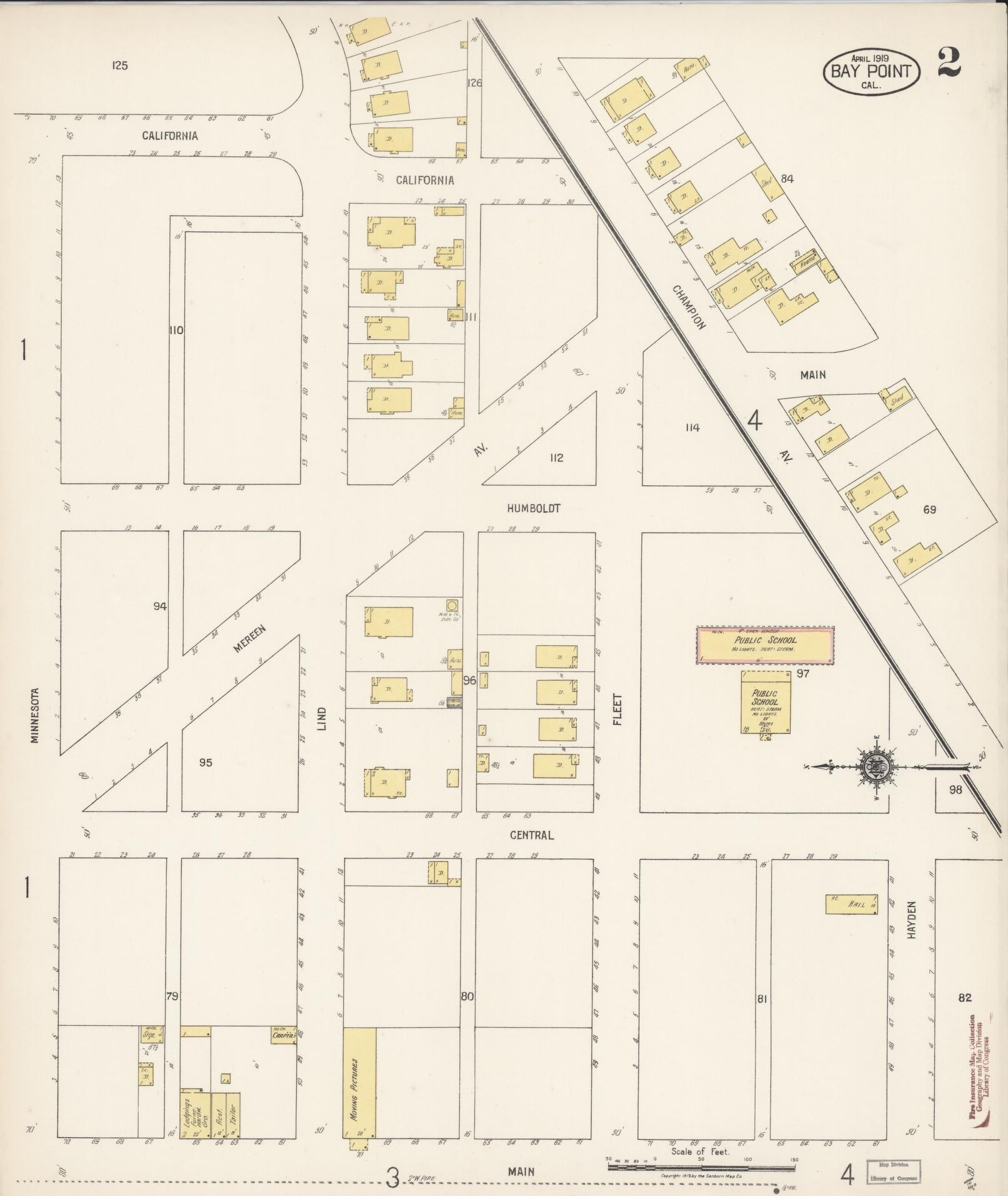 Sanborn Fire Insurance Map from Bay Point, Contra Costa County, California (1919), Sheet #0002 - Historic Sanborn Fire Insurance Map Print, vintage old map wall art, antique decor, genealogy gift, California California map