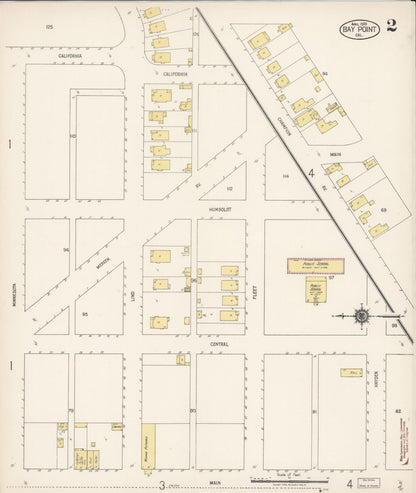 Sanborn Fire Insurance Map from Bay Point, Contra Costa County, California (1919), Sheet #0002 - Historic Sanborn Fire Insurance Map Print, vintage old map wall art, antique decor, genealogy gift, California California map