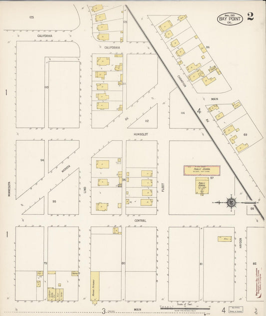 Sanborn Fire Insurance Map from Bay Point, Contra Costa County, California (1919), Sheet #0002 - Historic Sanborn Fire Insurance Map Print, vintage old map wall art, antique decor, genealogy gift, California California map