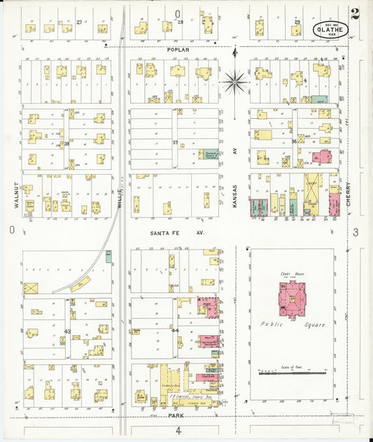 Sanborn Fire Insurance Map from Olathe, Johnson County, Kansas (1901), Sheet #0002 - Historic Sanborn Fire Insurance Map Print, vintage old map wall art, antique decor, genealogy gift, Kansas Kansas map