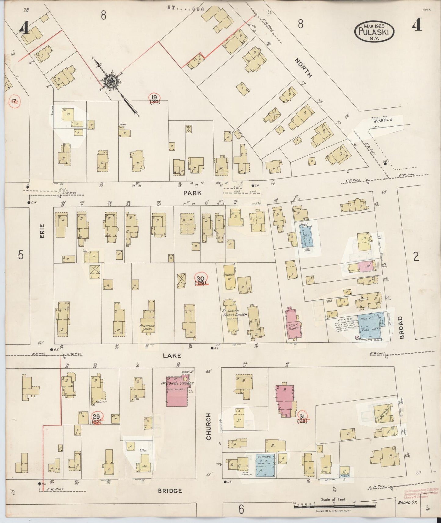 Sanborn Fire Insurance Map from Pulaski, Oswego County, New York (1959), Sheet #0004 - Complete Map Set gallery image, historic Sanborn map, vintage wall art, New York New York