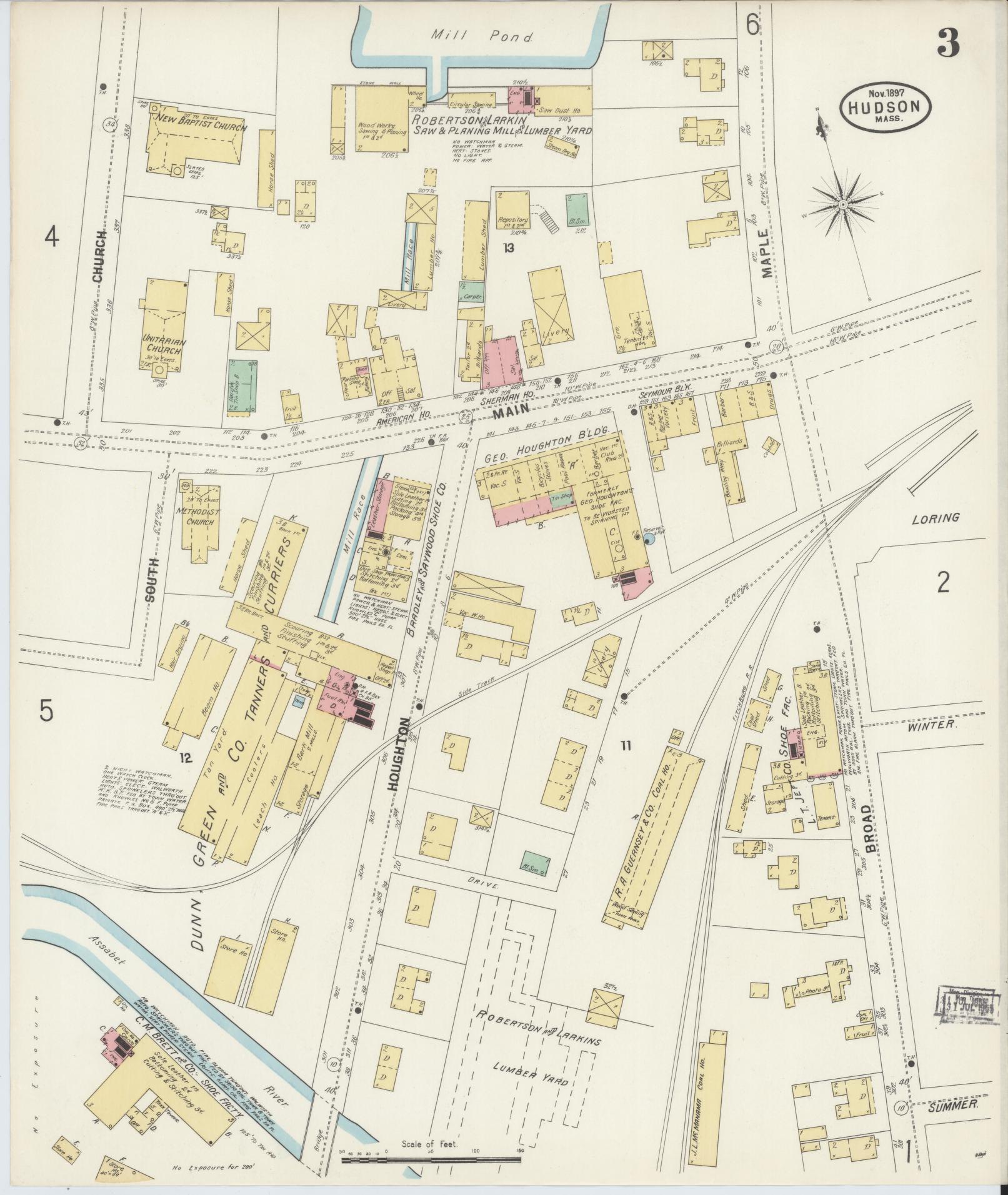 Sanborn Fire Insurance Map from Hudson, Middlesex County, Massachusetts (1897), Sheet #0003 - Complete Map Set gallery image, historic Sanborn map, vintage wall art, Massachusetts Massachusetts