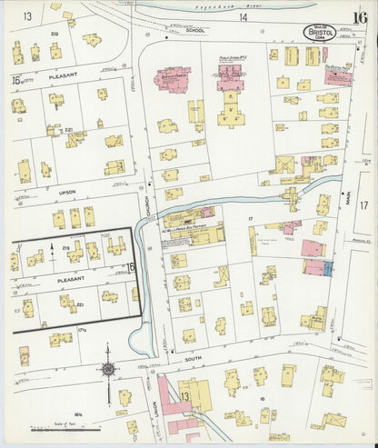 Sanborn Fire Insurance Map from Bristol, Hartford County, Connecticut (1911), Sheet #0016 - Complete Map Set gallery image, historic Sanborn map, vintage wall art, Connecticut Connecticut