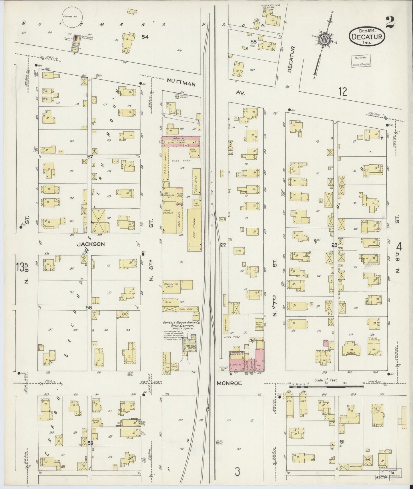 Sanborn Fire Insurance Map from Decatur, Adams County, Indiana (1914), Sheet #0002 - Complete Map Set gallery image, historic Sanborn map, vintage wall art, Indiana Indiana