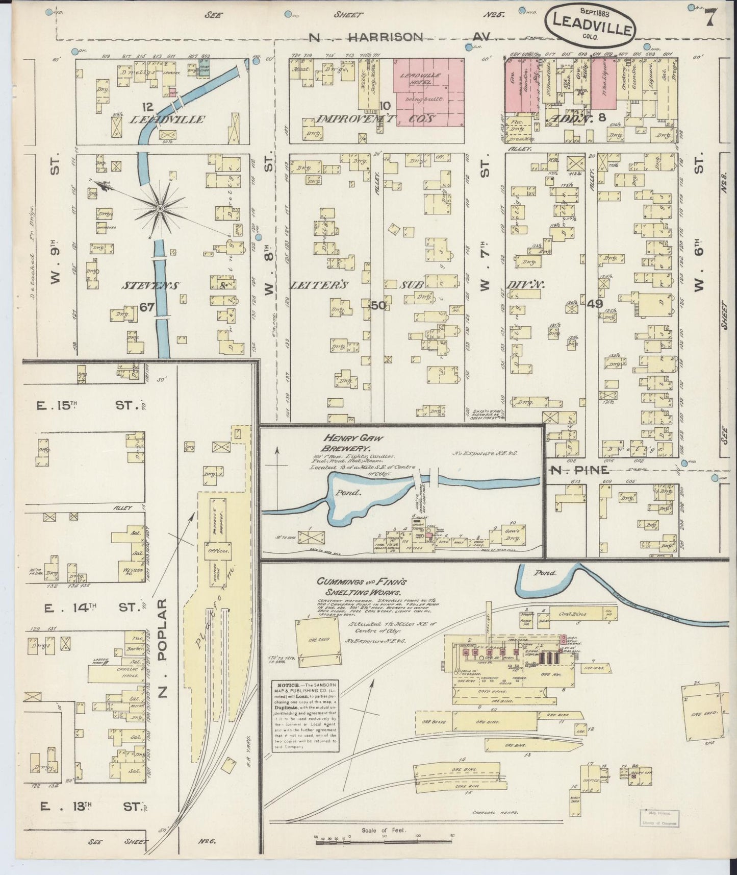 Sanborn Fire Insurance Map from Leadville, Lake County, Colorado (1883), Sheet #0007 - Complete Map Set gallery image, historic Sanborn map, vintage wall art, Colorado Colorado