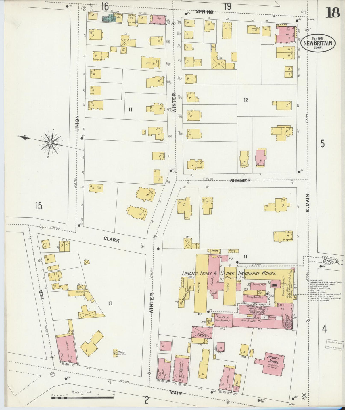 Sanborn Fire Insurance Map from New Britain, Hartford County, Connecticut (1901), Sheet #0018 - Complete Map Set gallery image, historic Sanborn map, vintage wall art, Connecticut Connecticut