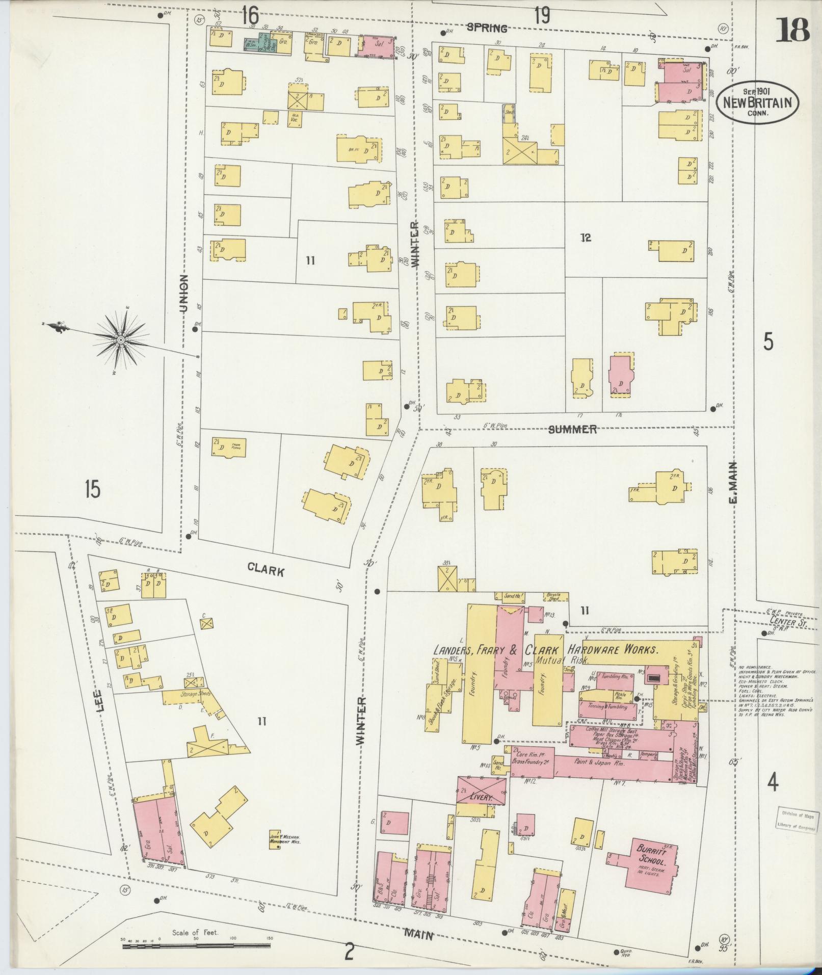Sanborn Fire Insurance Map from New Britain, Hartford County, Connecticut (1901), Sheet #0018 - Complete Map Set gallery image, historic Sanborn map, vintage wall art, Connecticut Connecticut