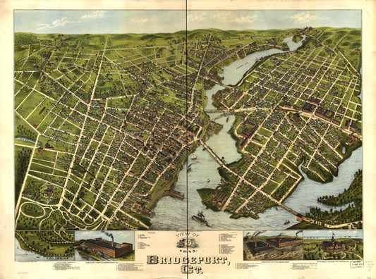 View of Bridgeport, Ct. 1875. (1875) – Historic Bird’s-Eye View Panorama Print