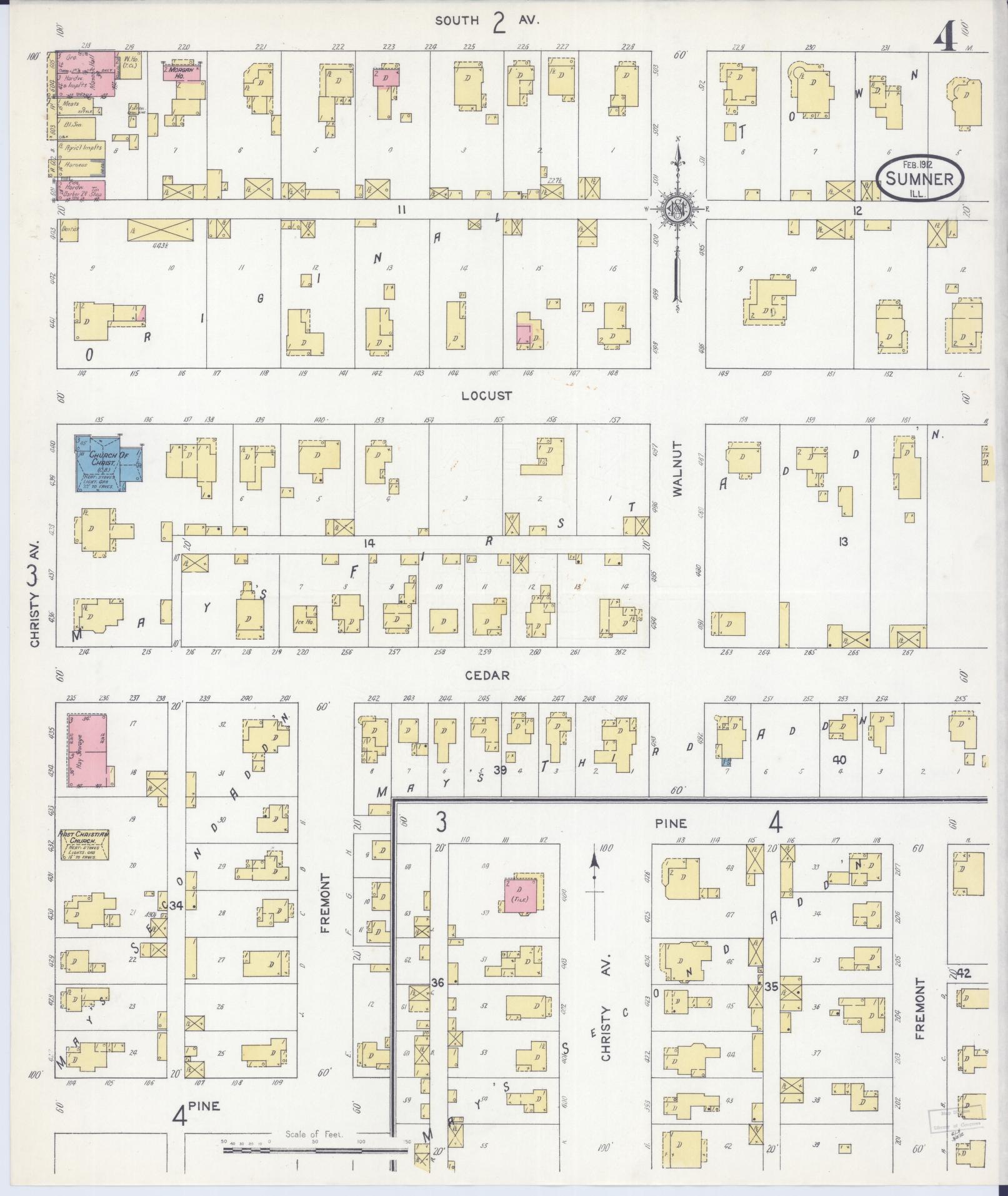 Sanborn Fire Insurance Map from Sumner, Lawrence County, Illinois (1912), Sheet #0004 - Historic Sanborn Fire Insurance Map Print, vintage old map wall art, antique decor, genealogy gift, Illinois Illinois map