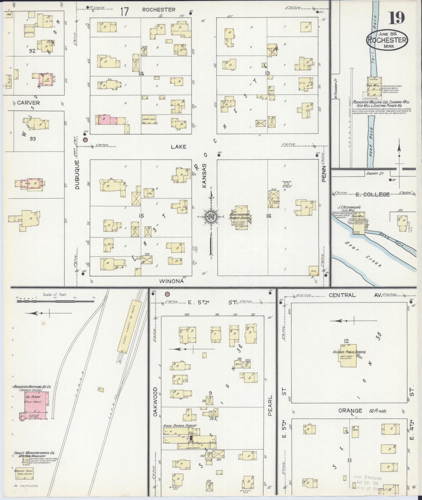 Sanborn Fire Insurance Map from Rochester, Olmsted County, Minnesota (1914), Sheet #0019 - Complete Map Set gallery image, historic Sanborn map, vintage wall art, Minnesota Minnesota