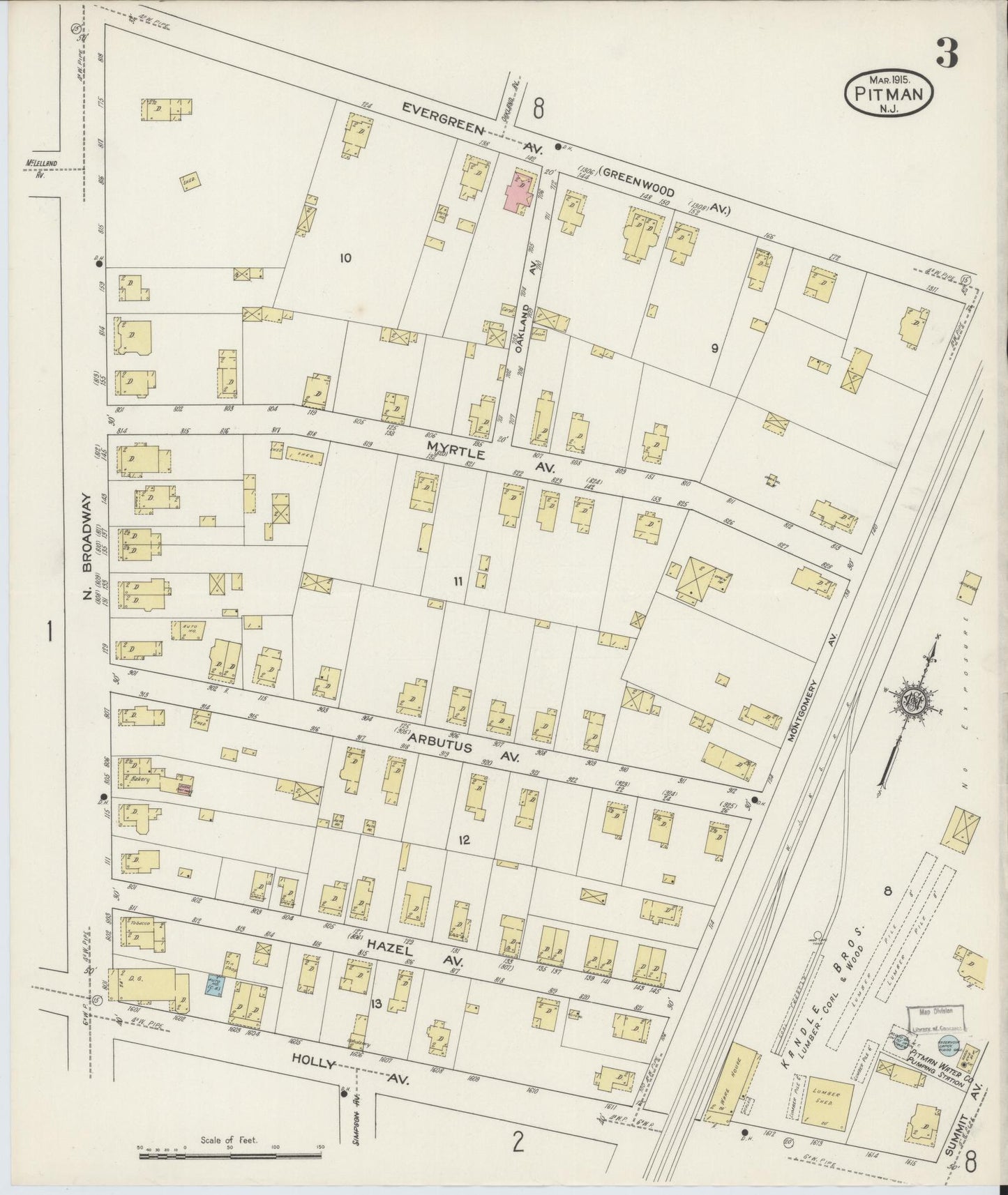 Sanborn Fire Insurance Map from Pitman, Gloucester County, New Jersey (1915), Sheet #0003 - Complete Map Set gallery image, historic Sanborn map, vintage wall art, New Jersey New Jersey