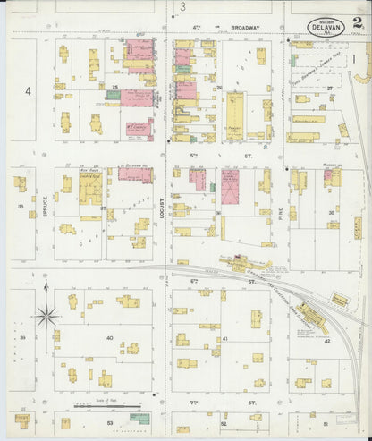 Sanborn Fire Insurance Map from Delavan, Tazewell County, Illinois (1899), Sheet #0002 - Complete Map Set gallery image, historic Sanborn map, vintage wall art, Illinois Illinois
