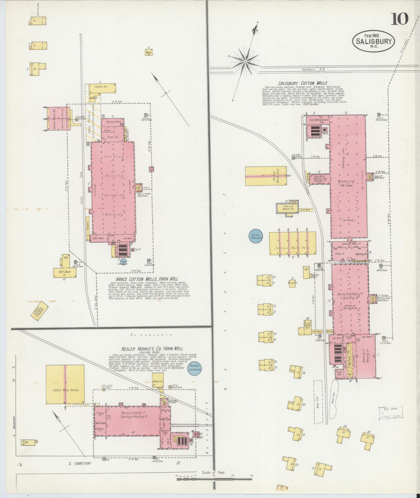 Sanborn Fire Insurance Map from Salisbury, Rowan County, North Carolina (1902), Sheet #0010 - Historic Sanborn Fire Insurance Map Print, vintage old map wall art, antique decor, genealogy gift, North Carolina North Carolina map