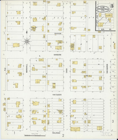 Sanborn Fire Insurance Map from Springfield, Brown County, Minnesota (1899), Sheet #0003 - Complete Map Set gallery image, historic Sanborn map, vintage wall art, Minnesota Minnesota
