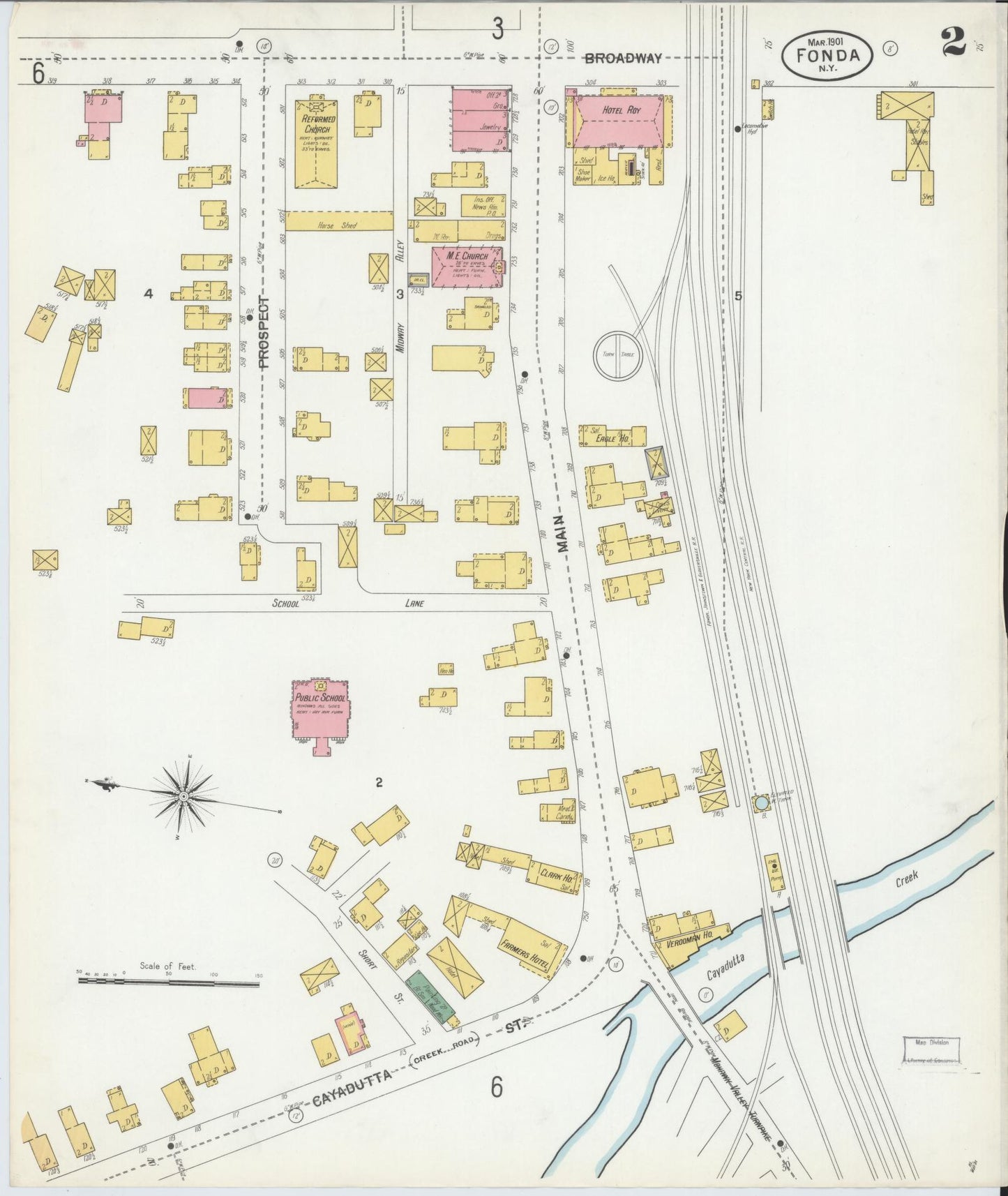Sanborn Fire Insurance Map from Fonda, Montgomery County, New York (1901), Sheet #0002 - Historic Sanborn Fire Insurance Map Print, vintage old map wall art, antique decor, genealogy gift, New York New York map