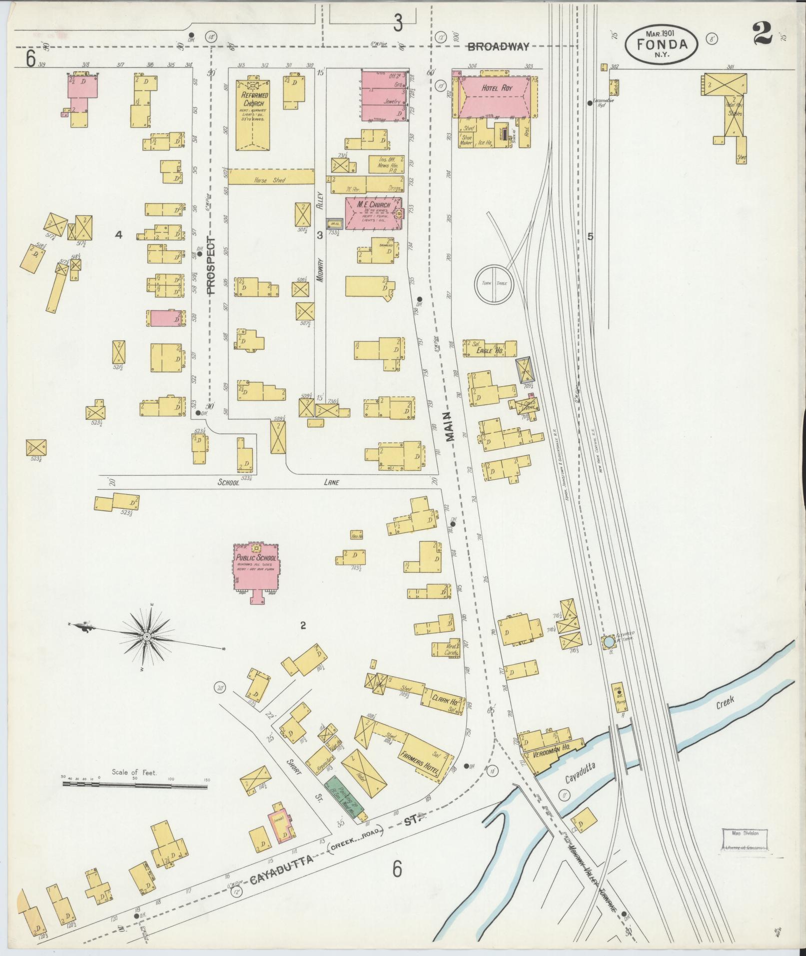 Sanborn Fire Insurance Map from Fonda, Montgomery County, New York (1901), Sheet #0002 - Historic Sanborn Fire Insurance Map Print, vintage old map wall art, antique decor, genealogy gift, New York New York map