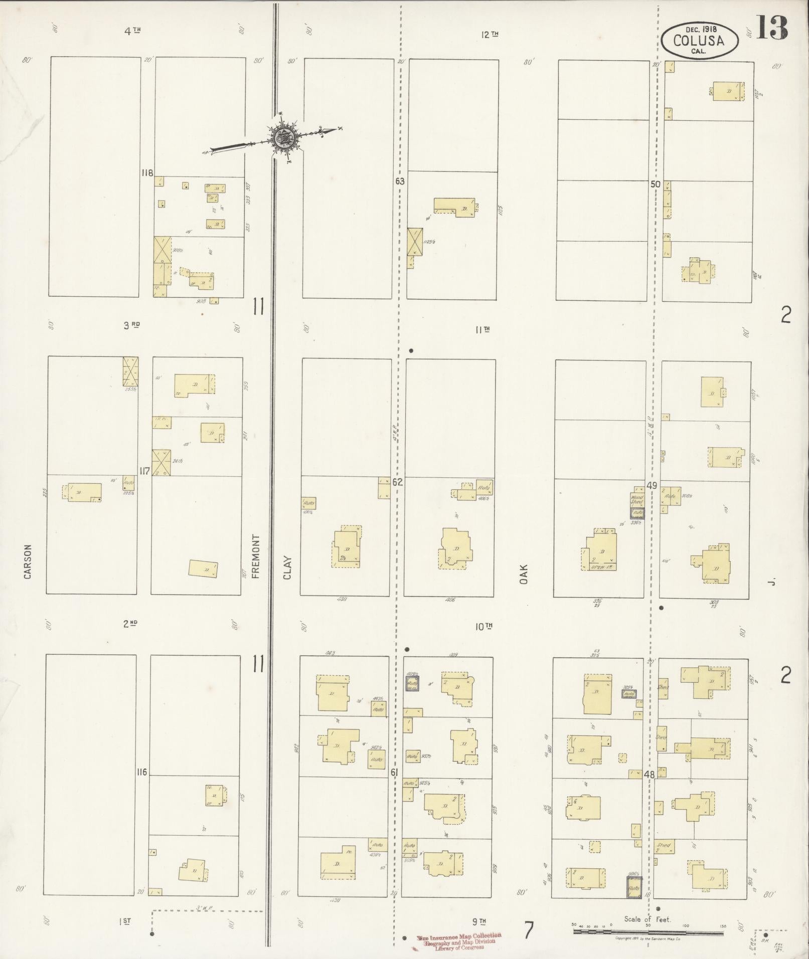 Sanborn Fire Insurance Map from Colusa, Colusa County, California (1918), Sheet #0013 - Complete Map Set gallery image, historic Sanborn map, vintage wall art, California California