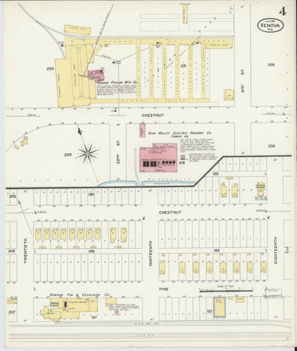 Sanborn Fire Insurance Map from Kenova, Wayne County, West Virginia (1909), Sheet #0004 - Complete Map Set gallery image, historic Sanborn map, vintage wall art, West Virginia West Virginia