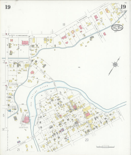 Sanborn Fire Insurance Map from Del Rio, Val Verde County, Texas (1930), Sheet #0019 - Historic Sanborn Fire Insurance Map Print, vintage old map wall art, antique decor, genealogy gift, Texas Texas map