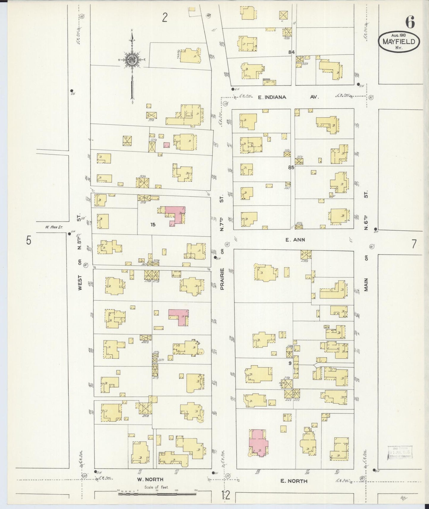 Sanborn Fire Insurance Map from Mayfield, Graves County, Kentucky (1910), Sheet #0006 - Complete Map Set gallery image, historic Sanborn map, vintage wall art, Kentucky Kentucky