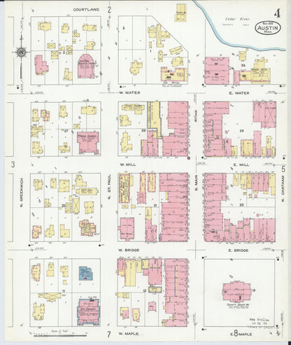 Sanborn Fire Insurance Map from Austin, Mower County, Minnesota (1910), Sheet #0004 - Complete Map Set gallery image, historic Sanborn map, vintage wall art, Minnesota Minnesota