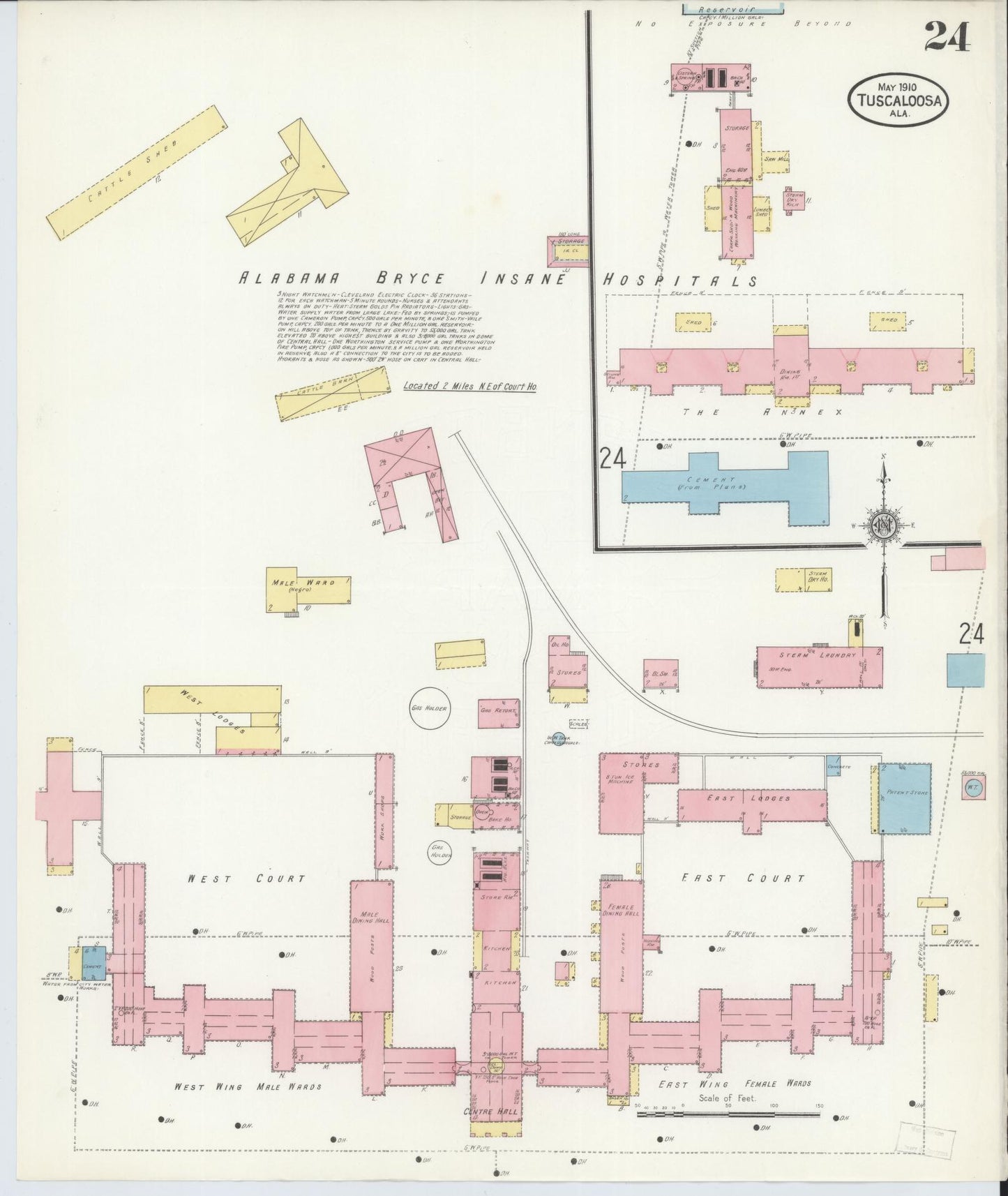 Sanborn Fire Insurance Map from Tuscaloosa, Tuscaloosa County, Alabama (1910), Sheet #0024 - Complete Map Set gallery image, historic Sanborn map, vintage wall art, Alabama Alabama