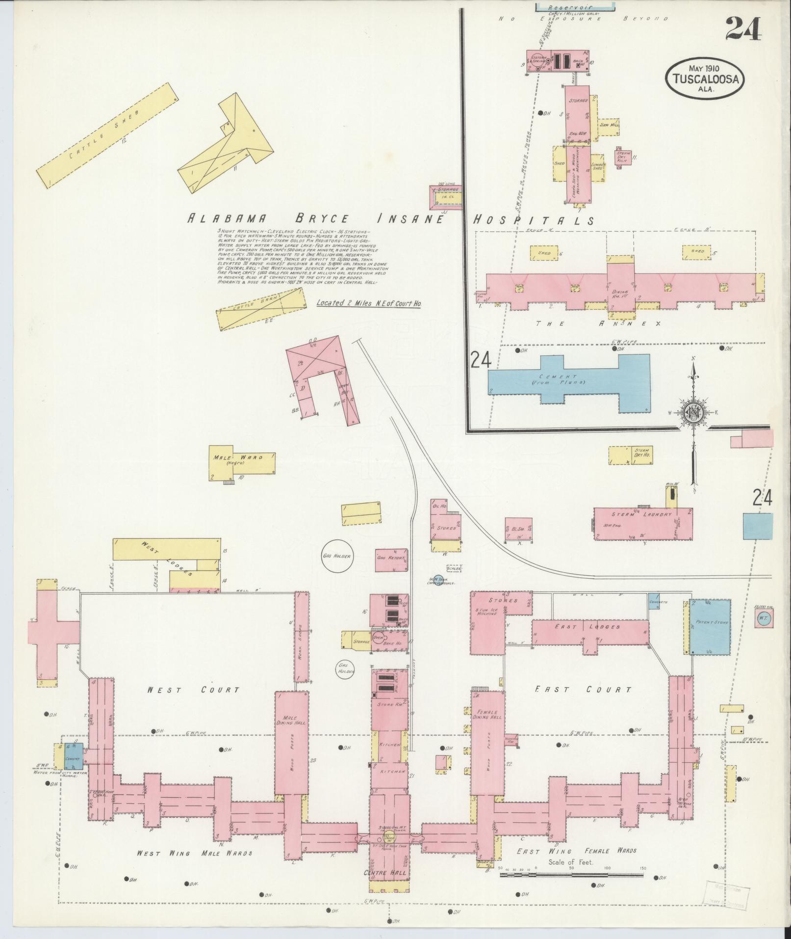 Sanborn Fire Insurance Map from Tuscaloosa, Tuscaloosa County, Alabama (1910), Sheet #0024 - Complete Map Set gallery image, historic Sanborn map, vintage wall art, Alabama Alabama
