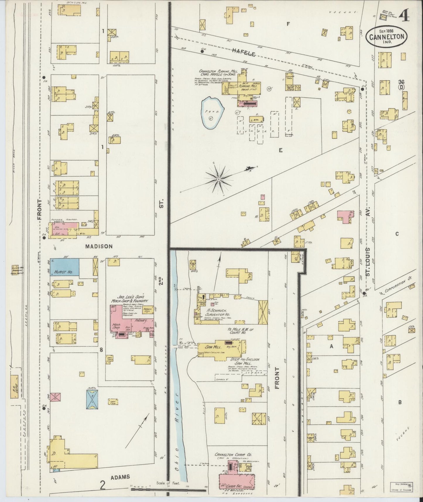 Sanborn Fire Insurance Map from Cannelton, Perry County, Indiana (1898), Sheet #0004 - Complete Map Set gallery image, historic Sanborn map, vintage wall art, Indiana Indiana
