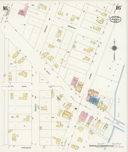 Sanborn Fire Insurance Map from Anoka, Anoka County, Minnesota (1925), Sheet #0016 - Complete Map Set gallery image, historic Sanborn map, vintage wall art, Minnesota Minnesota