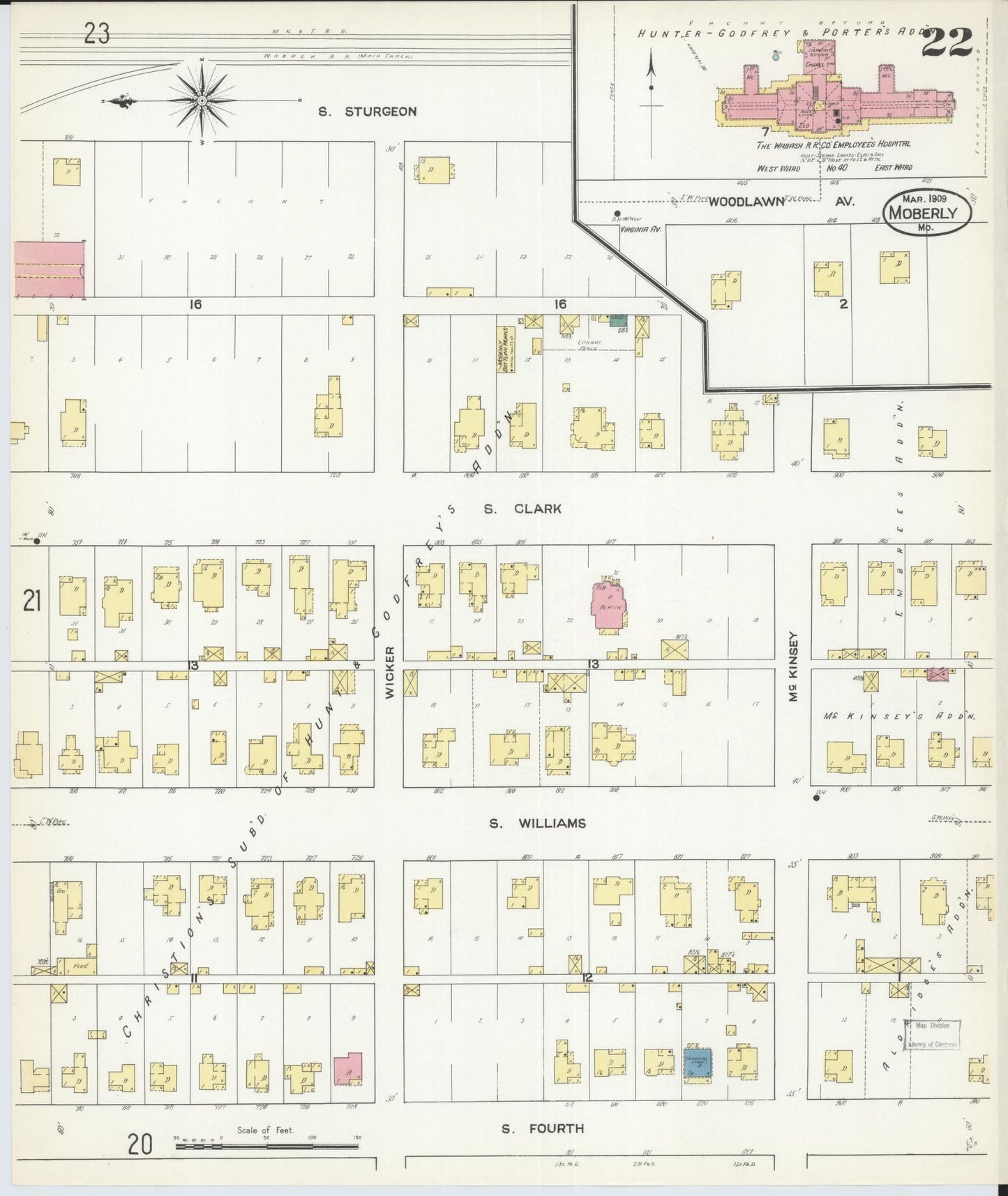 Sanborn Fire Insurance Map from Moberly, Randolph County, Missouri (1909), Sheet #0022 - Complete Map Set gallery image, historic Sanborn map, vintage wall art, Missouri Missouri