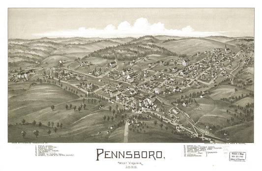 Pennsboro, West Virginia 1899. (1899) – Historic Bird’s-Eye View Panorama Print