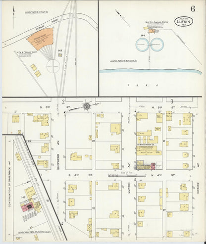 Sanborn Fire Insurance Map from Lufkin, Angelina County, Texas (1915), Sheet #0006 - Complete Map Set gallery image, historic Sanborn map, vintage wall art, Texas Texas