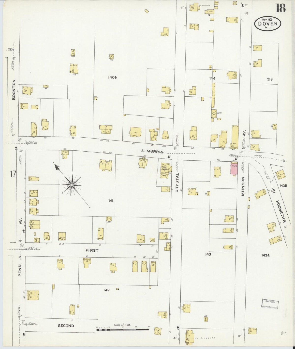 Sanborn Fire Insurance Map from Dover, Morris County, New Jersey (1909), Sheet #0018 - Complete Map Set gallery image, historic Sanborn map, vintage wall art, New Jersey New Jersey