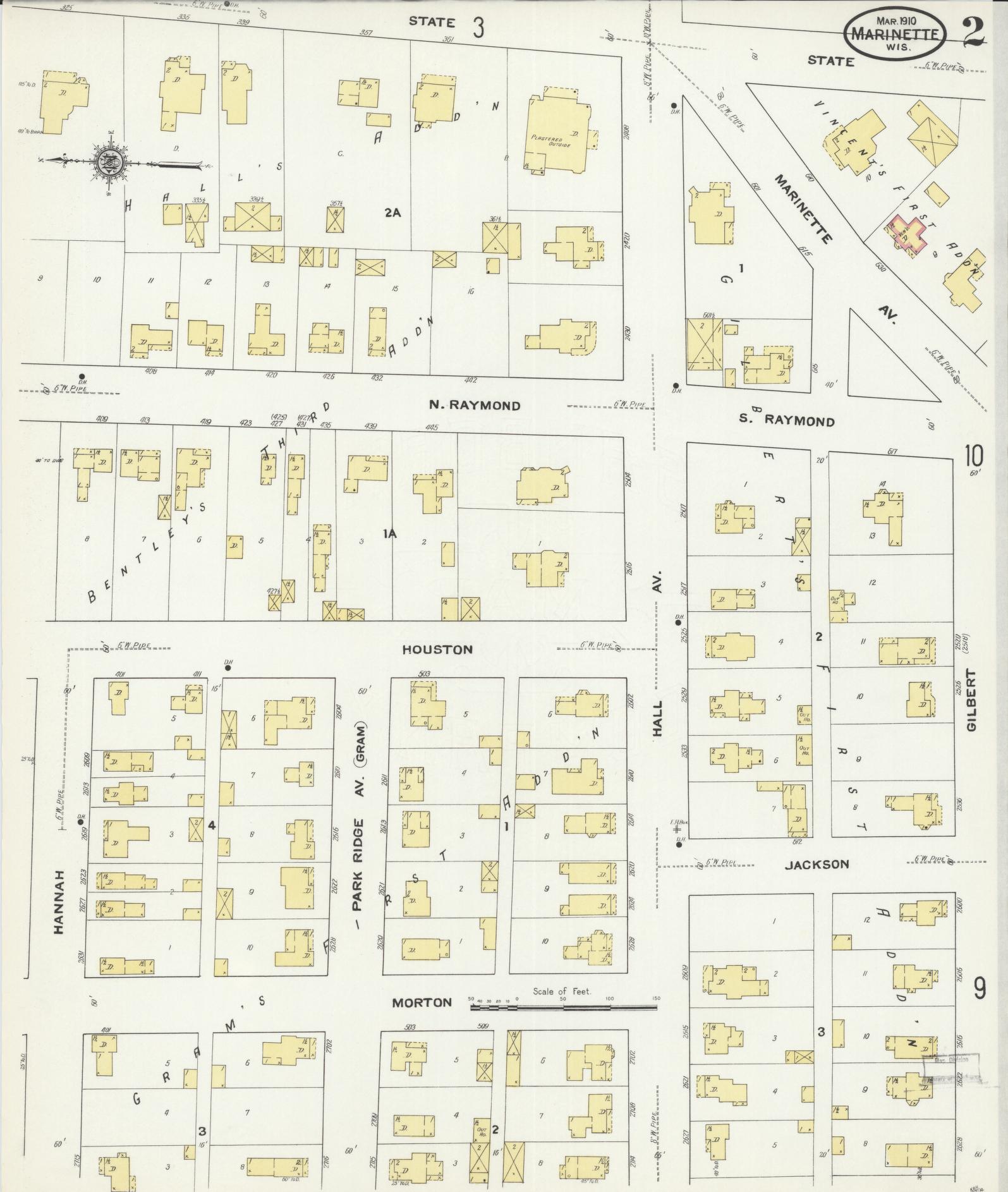 Sanborn Fire Insurance Map from Marinette, Marinette County, Wisconsin (1910), Sheet #0002 - Complete Map Set gallery image, historic Sanborn map, vintage wall art, Wisconsin Wisconsin