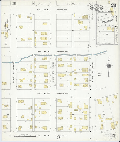Sanborn Fire Insurance Map from Stillwater, Washington County, Minnesota (1910), Sheet #0026 - Historic Sanborn Fire Insurance Map Print, vintage old map wall art, antique decor, genealogy gift, Minnesota Minnesota map