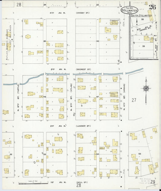Sanborn Fire Insurance Map from Stillwater, Washington County, Minnesota (1910), Sheet #0026 - Historic Sanborn Fire Insurance Map Print, vintage old map wall art, antique decor, genealogy gift, Minnesota Minnesota map