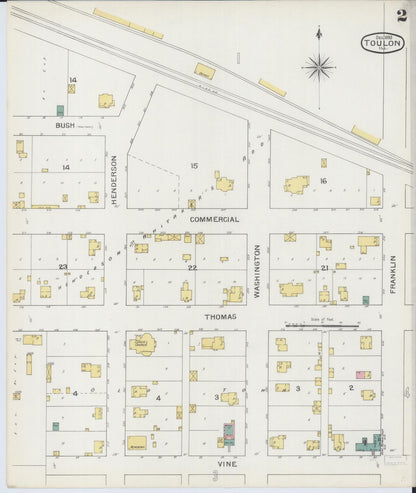 Sanborn Fire Insurance Map from Toulon, Stark County, Illinois (1893), Sheet #0002 - Complete Map Set gallery image, historic Sanborn map, vintage wall art, Illinois Illinois