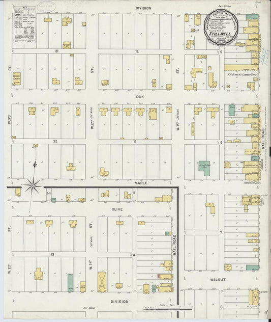 Sanborn Fire Insurance Map from Stillwell, Adair County, Oklahoma (1899), Sheet #0001 - Historic Sanborn Fire Insurance Map Print, vintage old map wall art, antique decor, genealogy gift, Oklahoma Oklahoma map